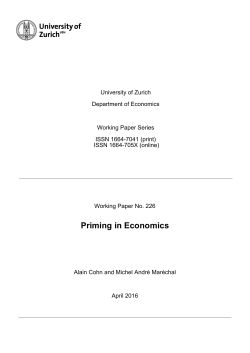 Priming in Economics - Department of Economics