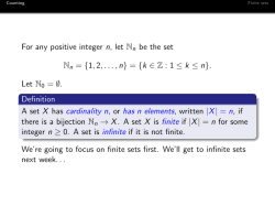 For any positive integer n, let N n be the set Nn