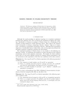 MORITA THEORY IN STABLE HOMOTOPY THEORY 1. Introduction