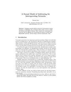 A Formal Model of Addressing for Interoperating Networks Pamela
