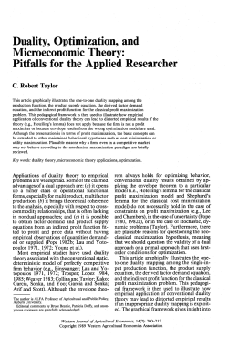 Duality, Optimization, and Microeconomic Theory