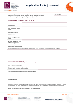 Application for Adjournment - The South Australian Employment