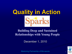 Quality in Action Webinar Slides - Mentoring Partnership of Minnesota