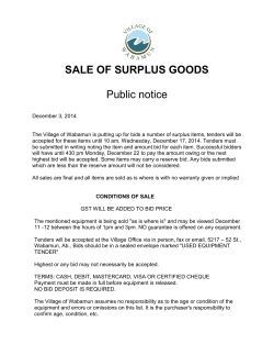SALE OF SURPLUS GOODS Public notice