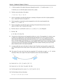 Calculus 6e Chapter 13 Form A 1. a. Find an equation of the sphere