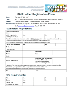 Thursday 27th July 2017 Time: 9am &ndash; 2.30pm (Set