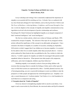 Empathy: Turning Feelings and Beliefs into Action Robert Brooks