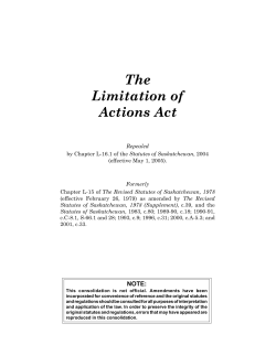 Limitation of Actions Act (Repealed)