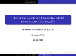 The Partial Equilibrium Competitive Model