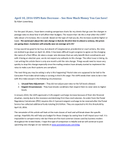 April 10, 2016 USPS Rate Decrease