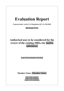 [Member State] [DD Month YYYY] Evaluation Report Prepared under
