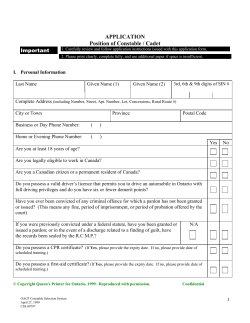 Application for Position of Constable/Cadet