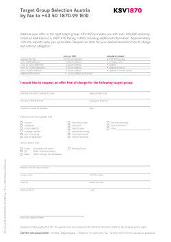 Target Group Selection Austria by fax to +43 50 1870-99