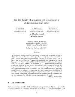 On the height of a random set of points in ad@dimensional unit cube