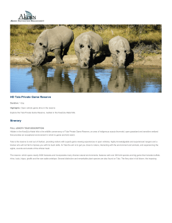 HD Tala Private Game Reserve Itinerary
