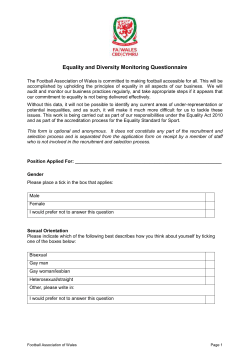 Equality and Diversity Monitoring Questionnaire