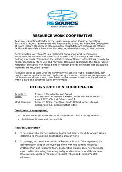 deconstruction coordinator - Resource Work Cooperative