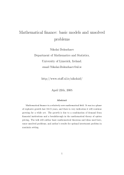 Mathematical finance: basic models and unsolved problems