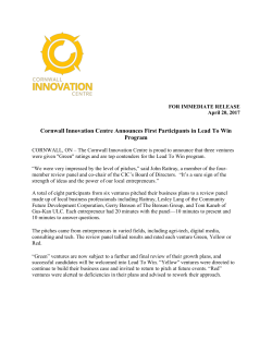 Cornwall Innovation Centre Announces First