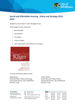Social and Affordable Housing - Policy and Strategy 2012-2016