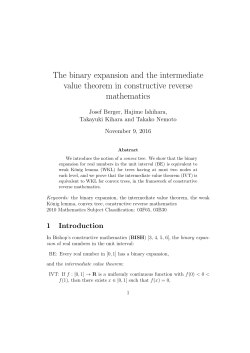 The binary expansion and the intermediate value theorem in