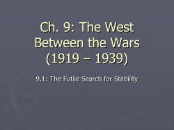 Ch. 9: The West Between the Wars (1919 &ndash; 1939)