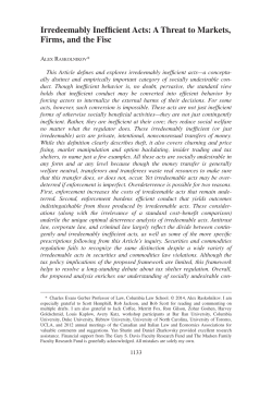 Irredeemably Inefficient Acts: A Threat to Markets, Firms, and the Fisc