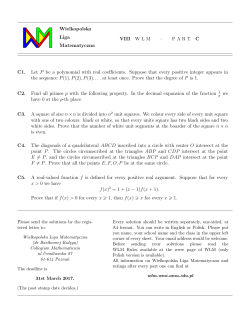 Wielkopolska Liga Matematyczna VIII WLM – PART C C1. Let P be a