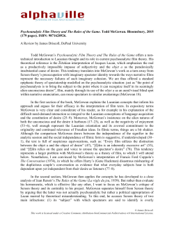 Psychoanalytic Film Theory and The Rules of the Game. Todd
