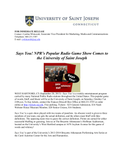 Says You! NPR`s Popular Radio Game Show Comes