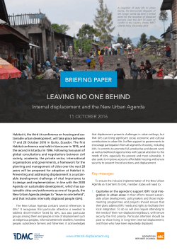 LEAVING NO ONE bEHIND - The Internal Displacement Monitoring