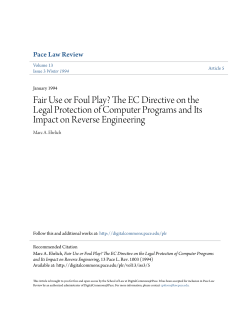 Fair Use or Foul Play? The EC Directive on the Legal Protection of