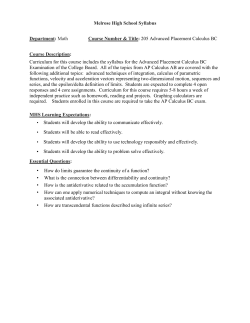 Melrose High School Syllabus Department: Math Course Number