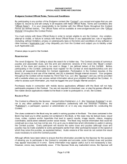 of 10 Endgame Contest Official Rules, Terms and Conditions By
