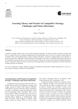 Assessing Theory and Practice in Competitive Strategy: Challenges