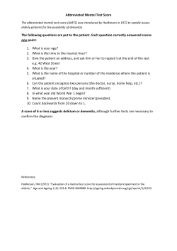 Abbreviated Mental Test Score The following questions are put to