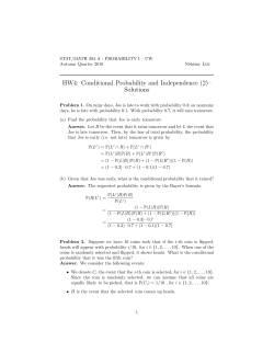 HW4: Conditional Probability and Independence (2)&ndash; Solutions