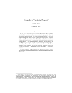Stalnaker`s Thesis in Context - University of Southern California