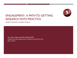 Engagement: A Path to Getting Research into practice - de