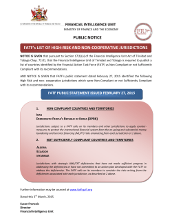 PUBLIC NOTICE FATF`s LIST OF HIGH-RISK AND NON