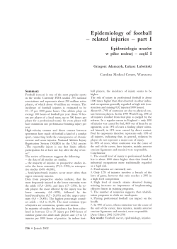 Epidemiology of football &mdash; related injuries &mdash; part I