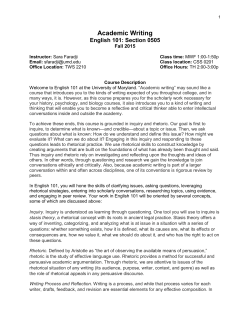 Academic Writing English 101 - UMD English