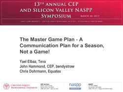 The Master Game Plan ‐ A Communication Plan for a Season, Not a