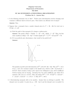 Answer Key - Bogazici University, Department of Economics