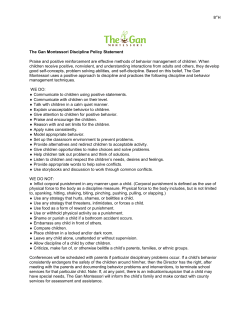 The Gan Montessori Discipline Policy Statement Praise and positive