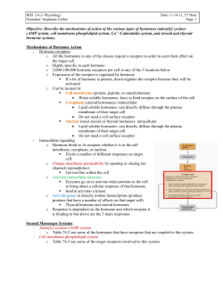 BHS 116.2- Physiology Date: 11/14/12, 2nd Hour Notetaker