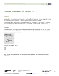 Algebra I Module 3, Topic B, Lesson 12: Student Version