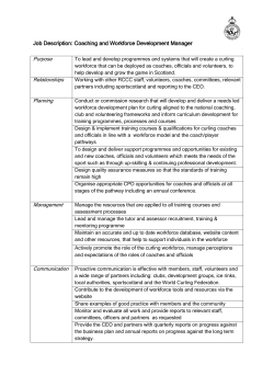 Job Description: Coaching and Workforce Development Manager