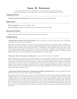 Isaac D. Swensen: Curriculum Vitae