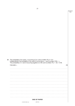 21 21. The probability of an event A occurring is 0&middot;4, and is written P